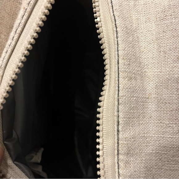 Raw Dunn Tan Linen Insulated Lunch Tote w/Shoulder Strap, Utensil Case 9x8x5 NWT - Picture 7 of 12